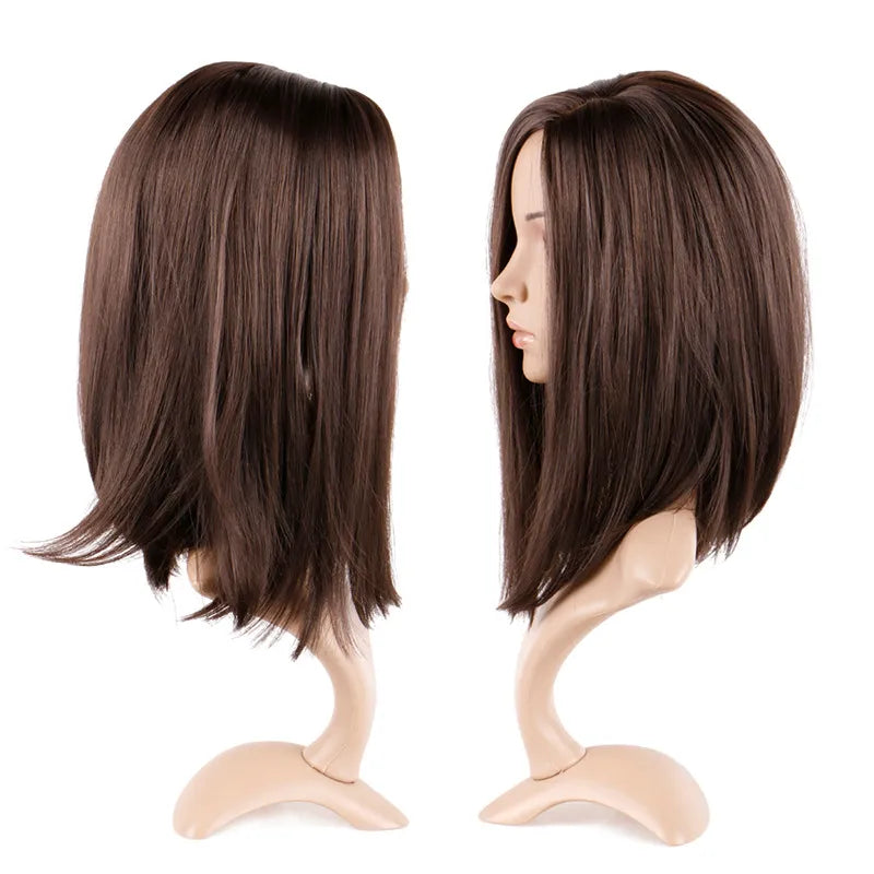 Synthetic Brown Mid-point Straight Clavicle Wig