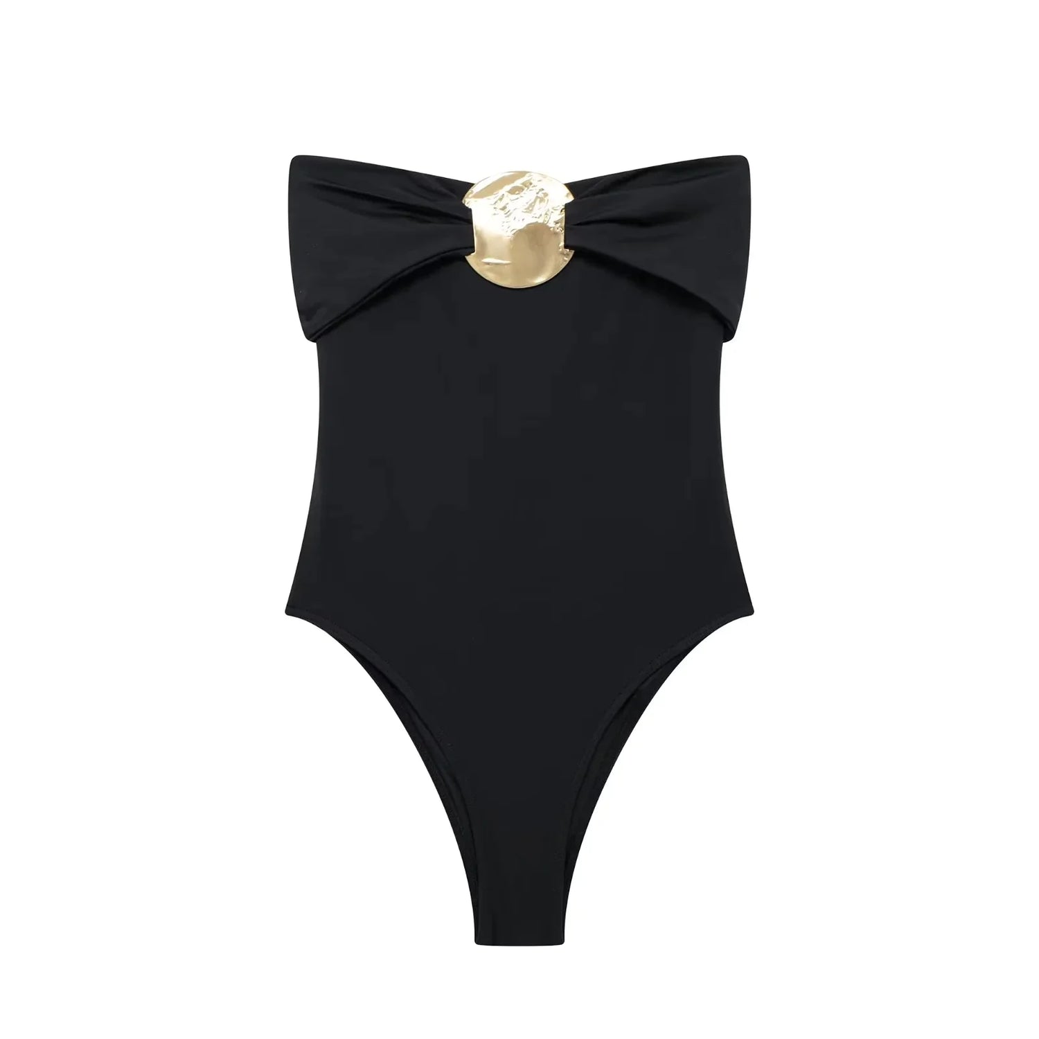 Swimsuit with Gold Metal Accent