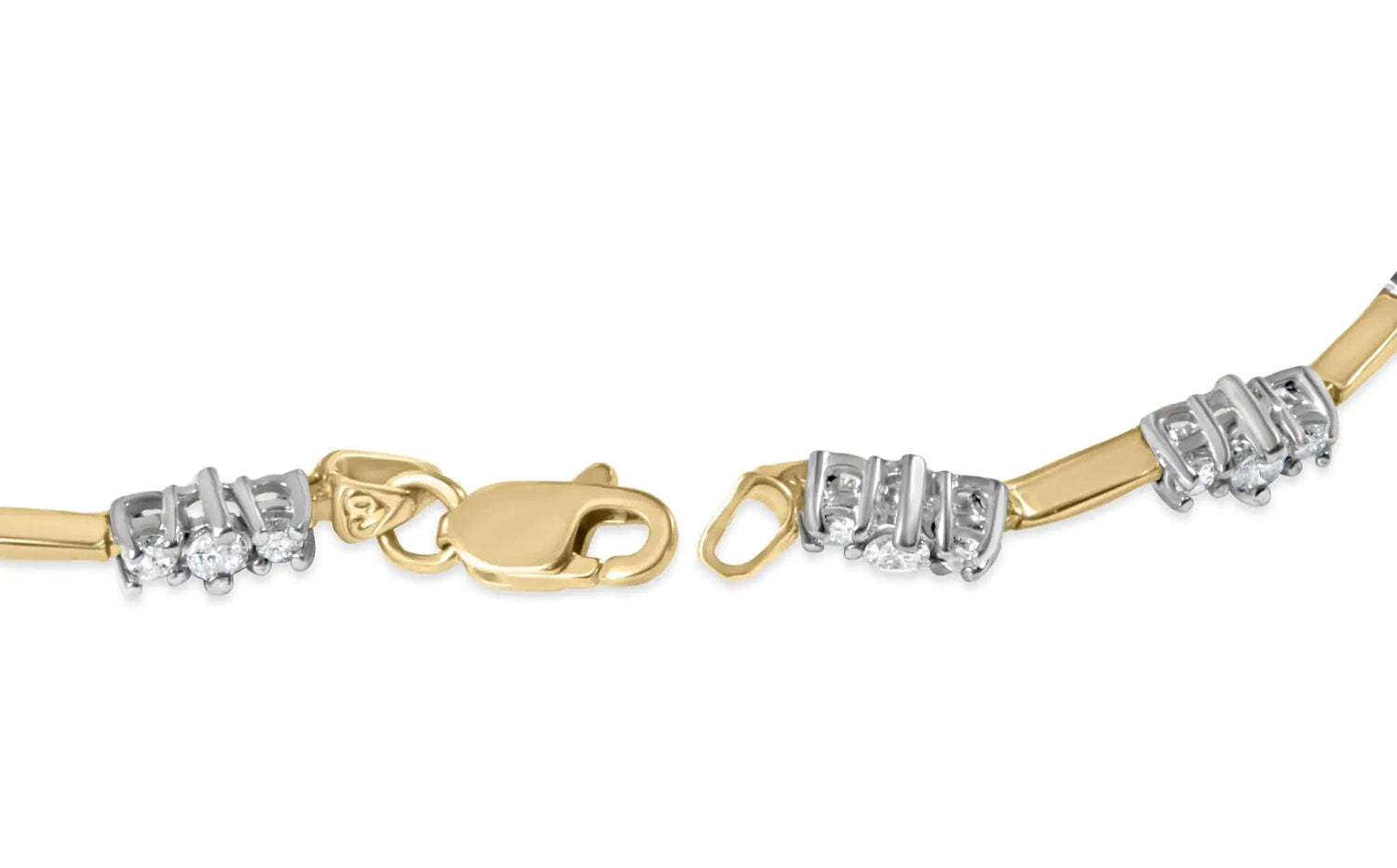 10K Yellow Gold 1.00 Cttw Diamond 3 Stone 7&quot; Tennis Bracelet (H-I Color, I2-I3 Clarity)