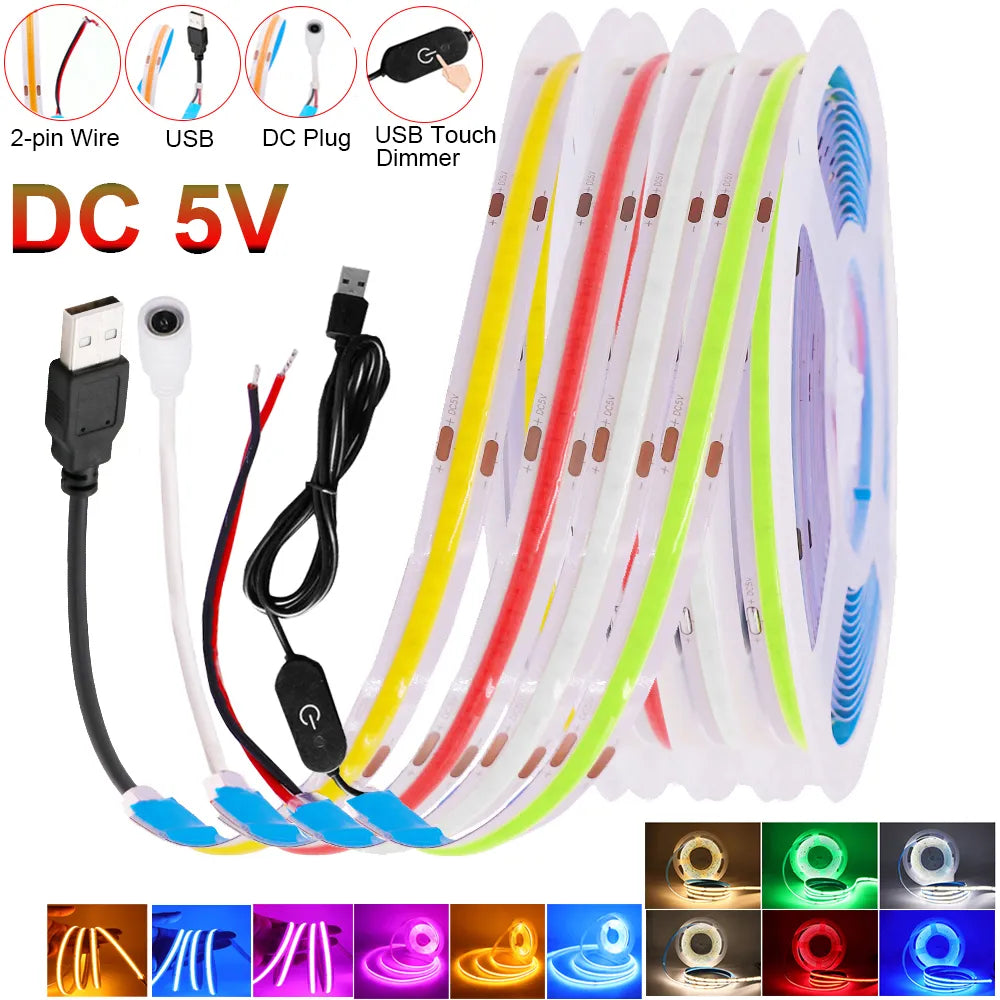 5V Low Voltage 12v COB Strip Lights