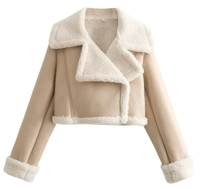 Fur Integrated Short Street Hot Girl Motorcycle Coat