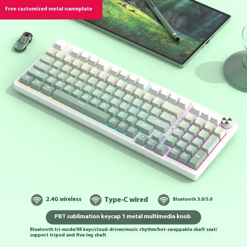 98 Key Wireless Bluetooth Three-model Mechanical Keyboard Gaming Electronic Sports Office