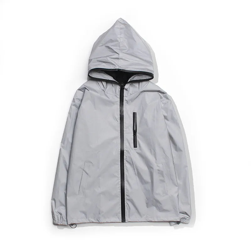 Solid Color Zipper Decoration Reflective Jacket Men&