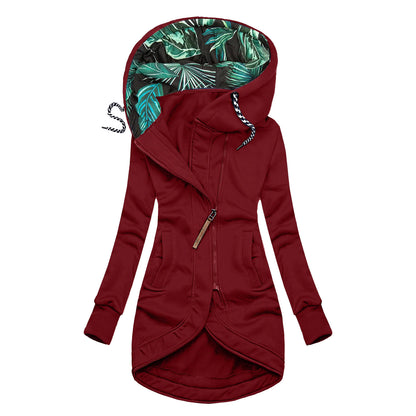 Solid Color Hooded Jacket