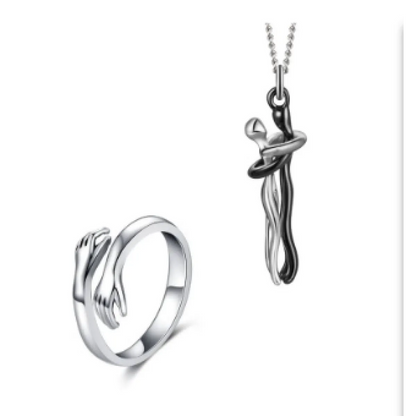 Couple Hugging Pendant Necklace for Women