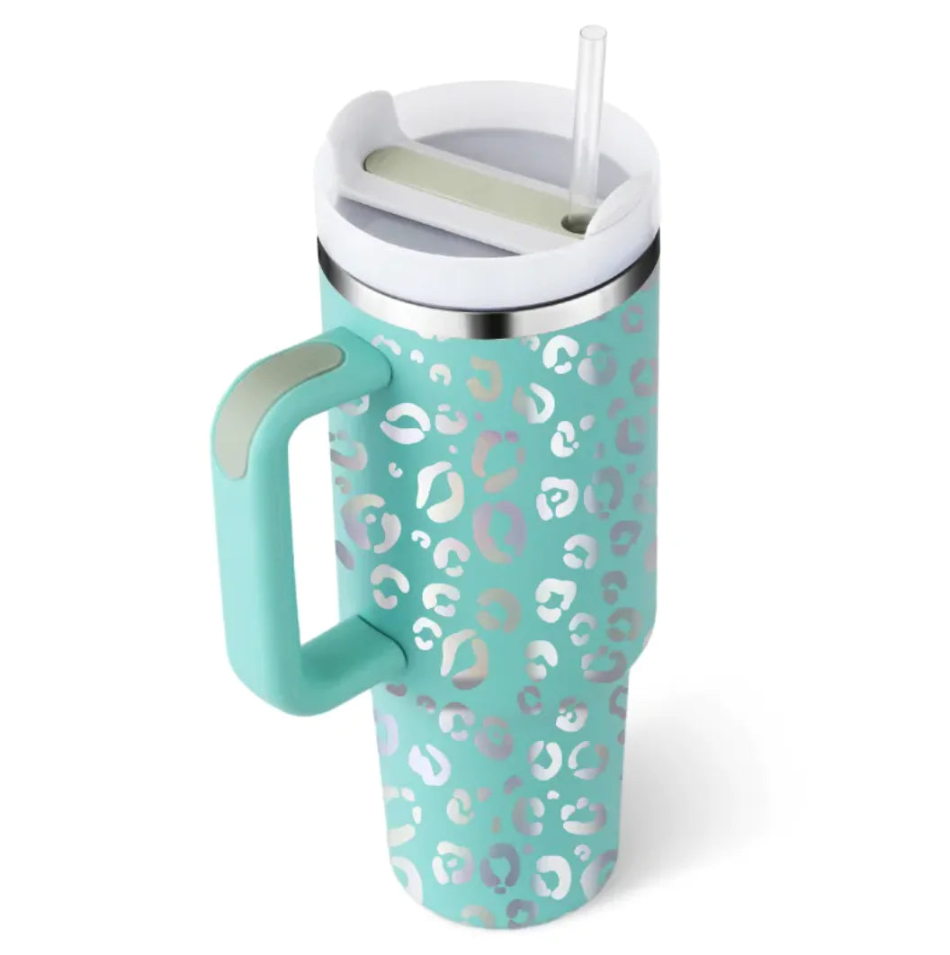 40oz Insulated Tumbler with Handle and Straw