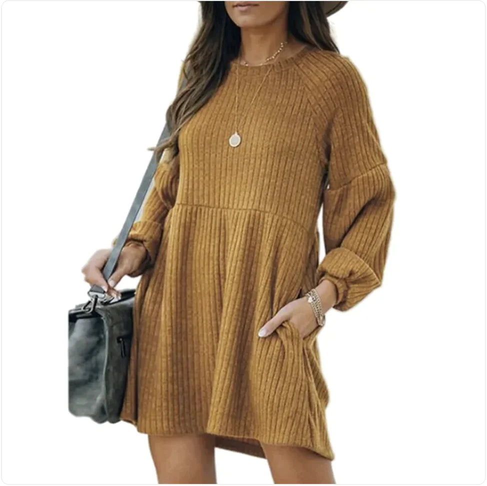 Long Sleeve Cotton Knit Dress