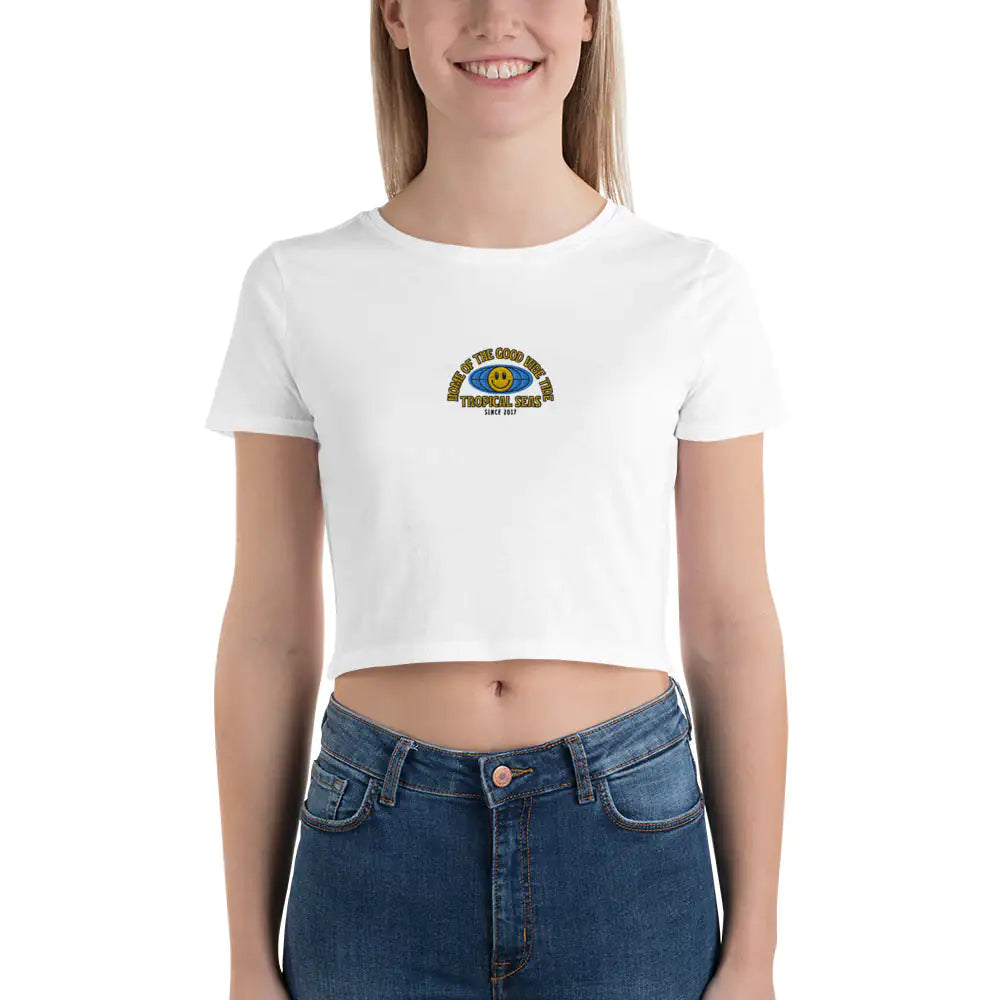 Women’s World Wide Good Vibes Crop Tee