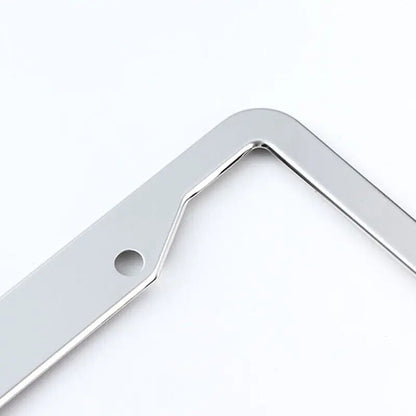 2PCS Chrome Stainless Steel Metal License Plate Frame Tag Cover With Screw Caps