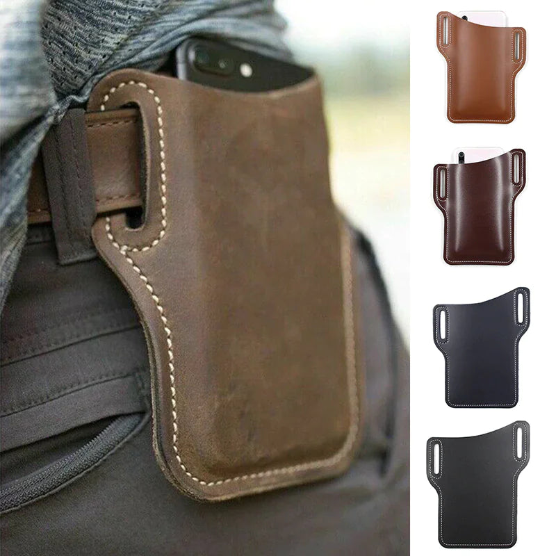 Men Cell Phone Belt Pack Bag Loop Waist Holster Pouch Case Leather Wallet Cover