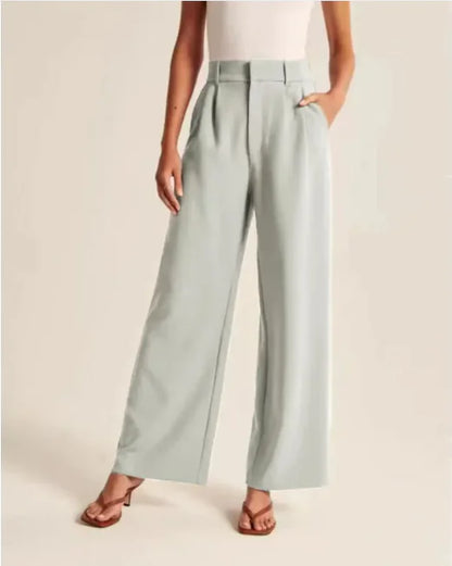 Chic Commuter High-Waist Wide-Leg Trousers with Pockets