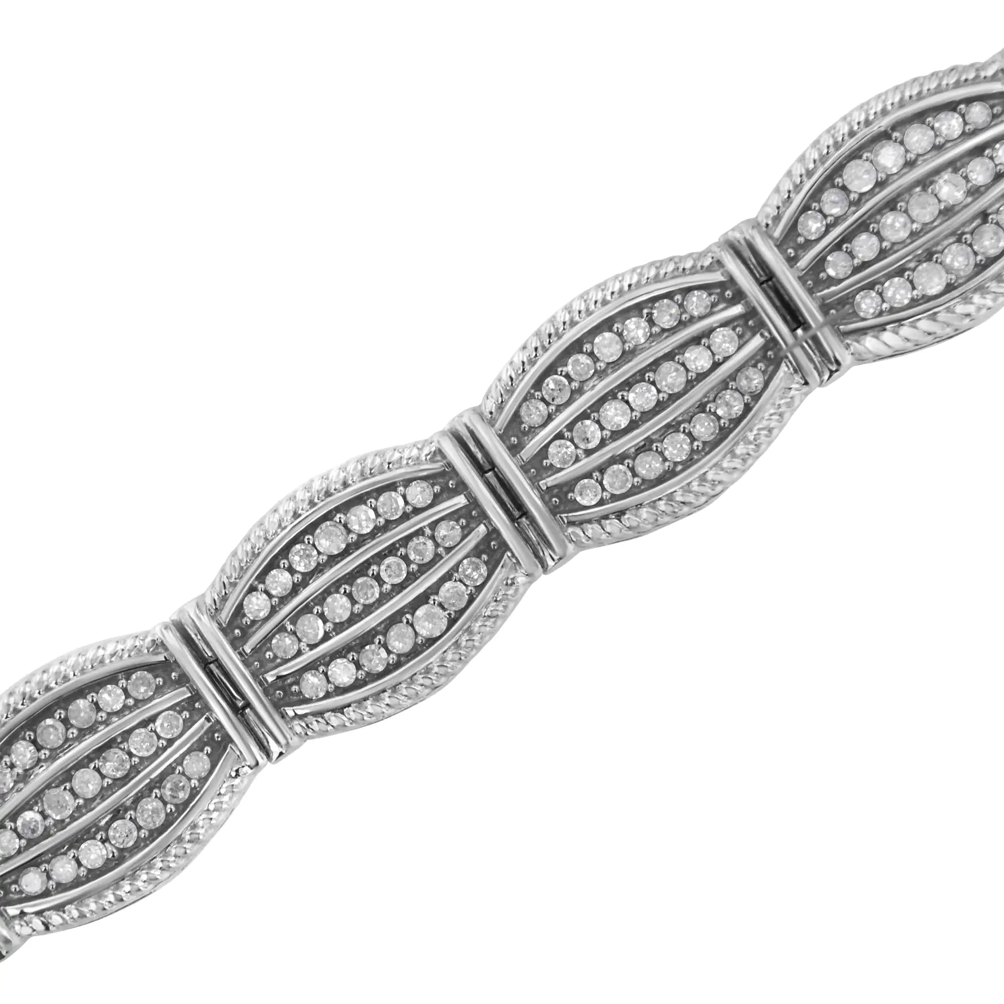 .925 Sterling Silver 3.0 Cttw Prong Set Diamond Art Deco Style Tennis Bracelet (I-J Color, I2-I3 Clarity) - 7.25&quot;