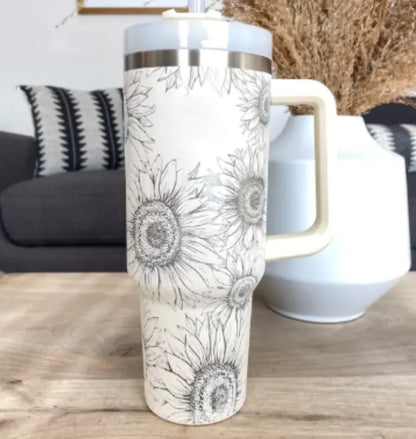 40oz Insulated Tumbler with Handle and Straw