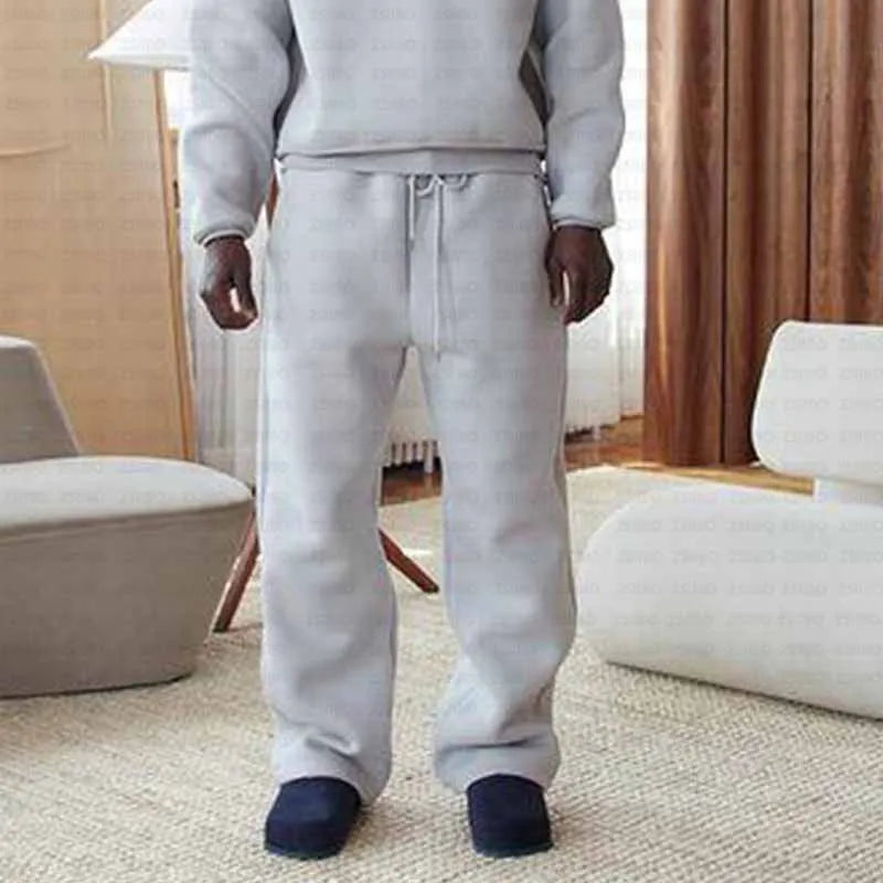 Relaxed Fit Solid Color Hoodie &amp; Trousers Set