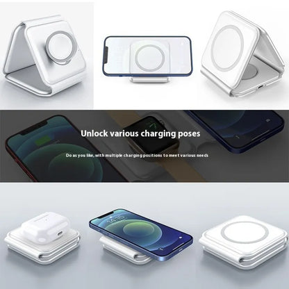 3 In 1 Magnetic Wireless Charging Folding Mobile Phone Holder