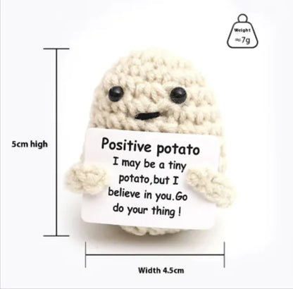 Crocheted Wool Positive Energy Potato – handcrafted with a facial expression