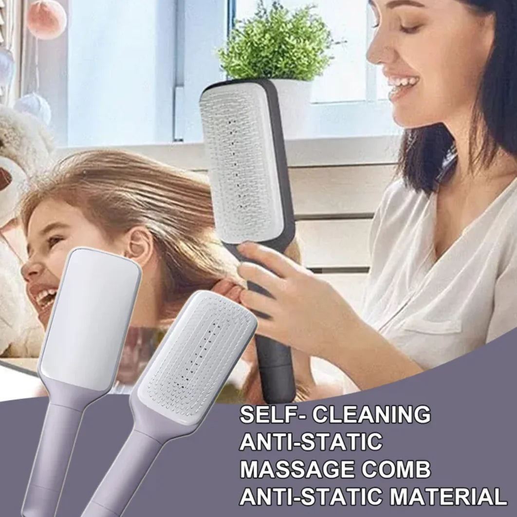 4-in-1 Self-Cleaning Hairbrush