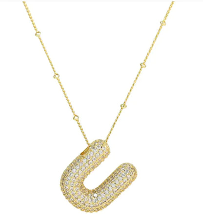 Brass Zircon Letter Necklace