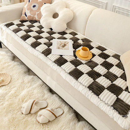 Black &amp; White Plush Sofa Cushion