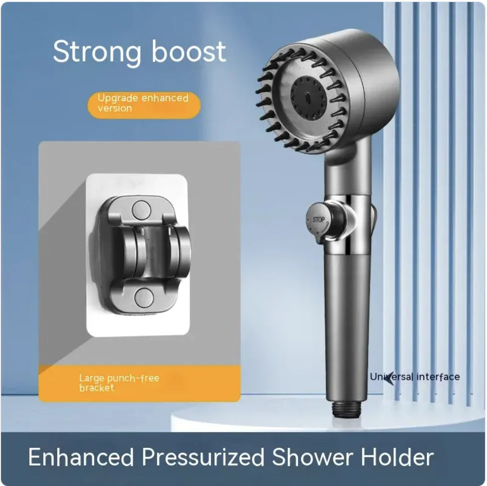 Adjustable High-Pressure Shower Head with Hose