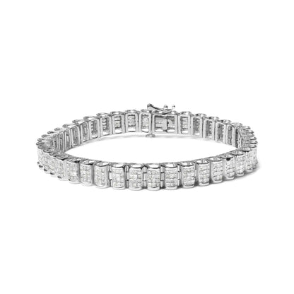 14K Gold 5.00 Cttw Square Princess Cut White Diamond Rectangular Invisible Set Link Tennis Bracelet (H-I Color, SI2-I1 Clarity) - 7.25” Inches