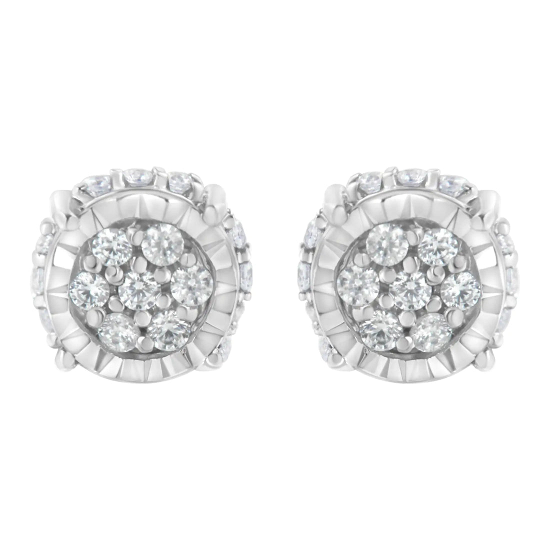 .925 Sterling Silver 1/3 cttw Round-cut Diamond Floral Stud Earring (I-J Clarity, I3 Color)