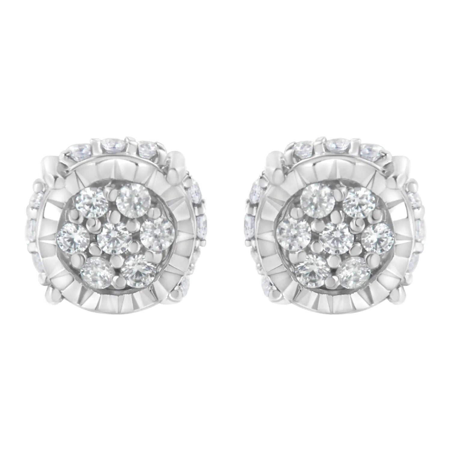 .925 Sterling Silver 1/3 cttw Round-cut Diamond Floral Stud Earring (I-J Clarity, I3 Color)