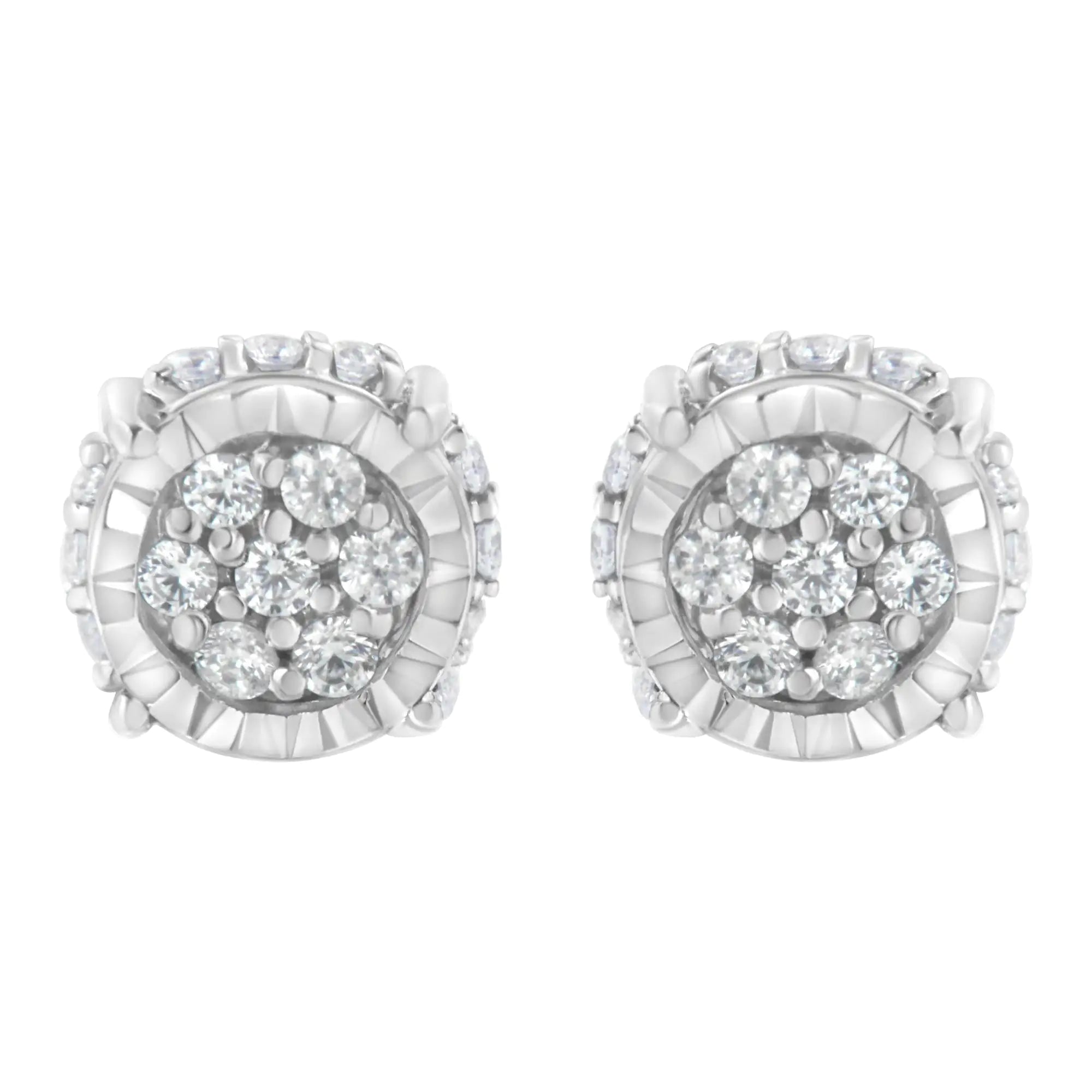 .925 Sterling Silver 1/3 cttw Round-cut Diamond Floral Stud Earring (I-J Clarity, I3 Color)