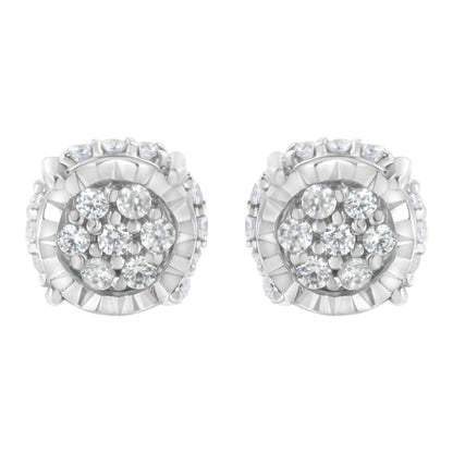 .925 Sterling Silver 1/3 cttw Round-cut Diamond Floral Stud Earring (I-J Clarity, I3 Color)