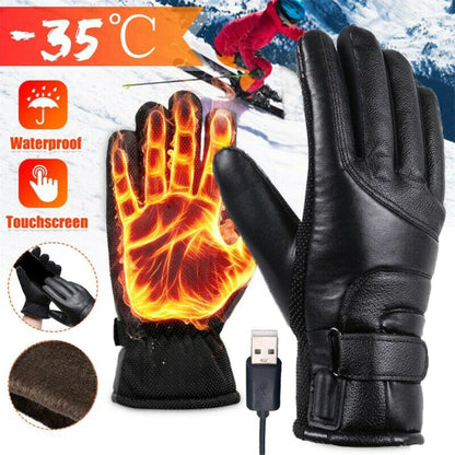 Electric USB Heated Gloves Winter Warming Thermal Ski Snow Hand Warm Windproof