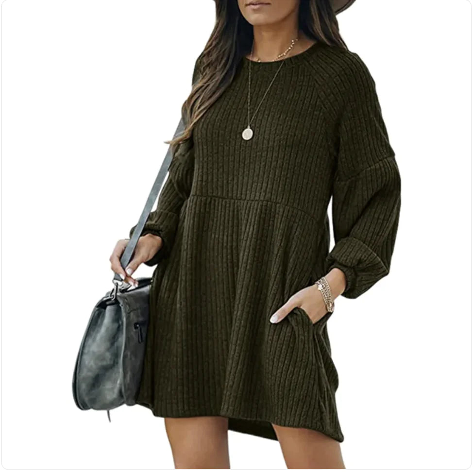 Long Sleeve Cotton Knit Dress