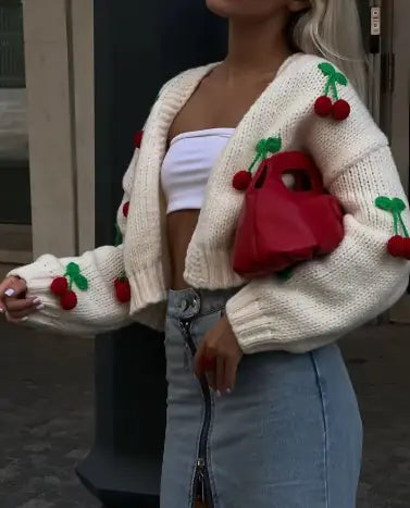 Knitted Cherry Sweater