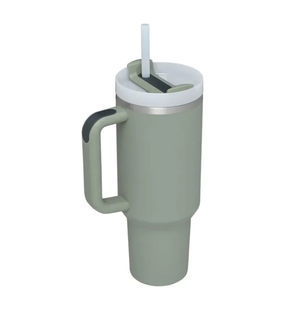 40oz Insulated Tumbler with Handle and Straw