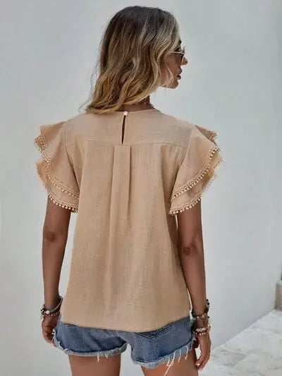 Denise Ruffle Cap Sleeve Blouse-