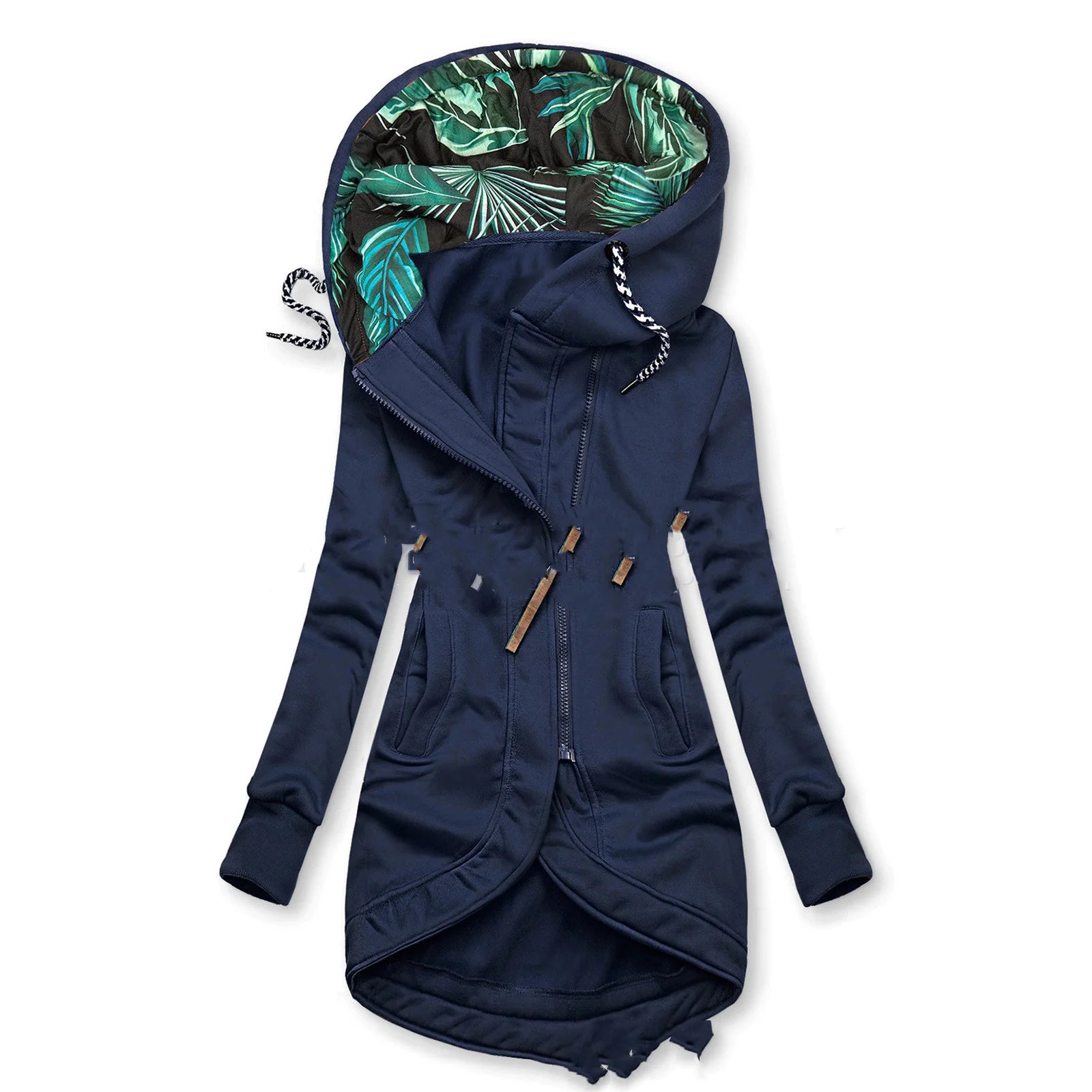 Solid Color Hooded Jacket