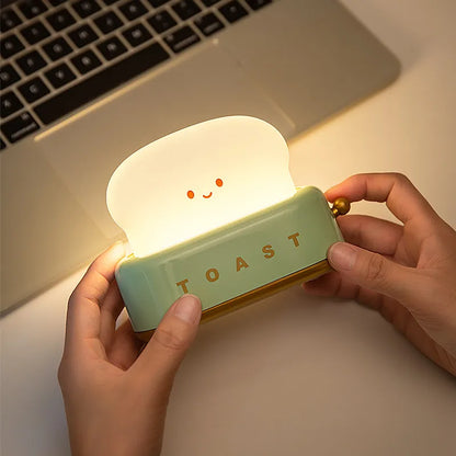 Creative LED Bread Night Light – USB Rechargeable Toast Lamp