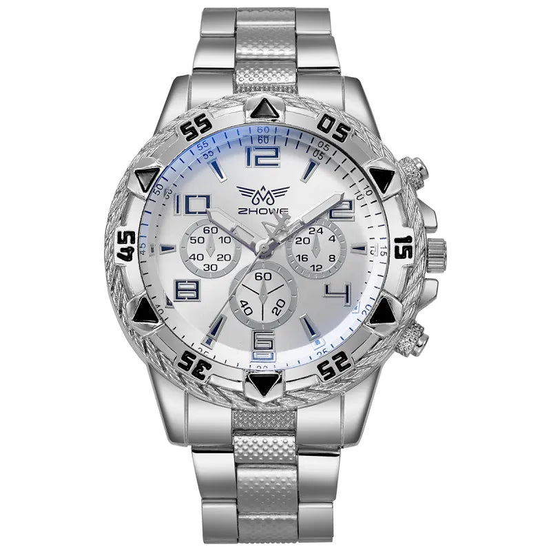 Three-eye Casual Steel Watch Alloy Fashion