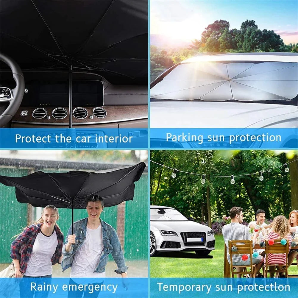 57&quot; Car Windshield Sun Shade Foldable Umbrella Front Window Cover Visor Umbrella