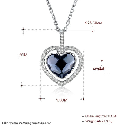 Crystal Necklace Female S925 Sterling Silver Diamond Heart