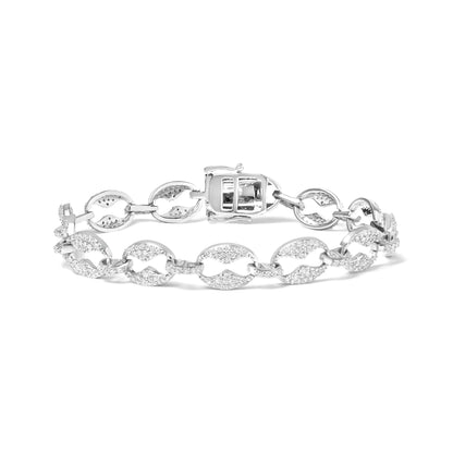 14K White Gold 1 1/2 Cttw Round Diamond Set Link Bracelet (I-J Color, I1-I2 Clarity) - 7&quot;