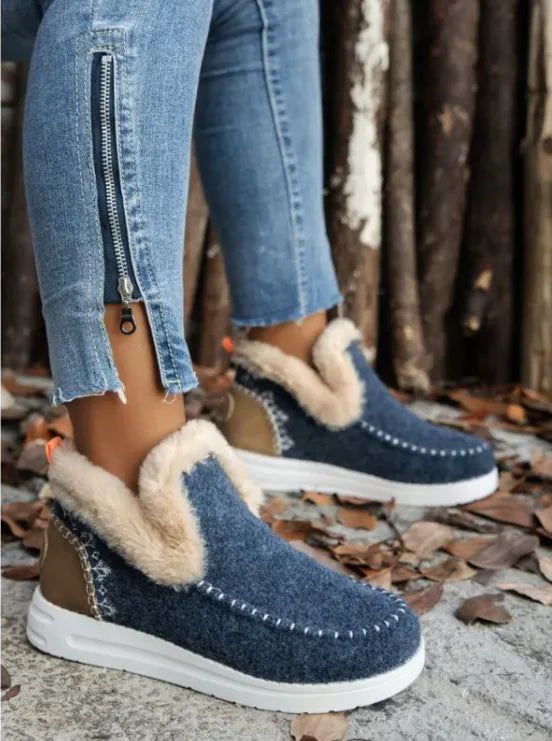 Fleece-lined Plush Warm Cotton Shoes, Plus Size