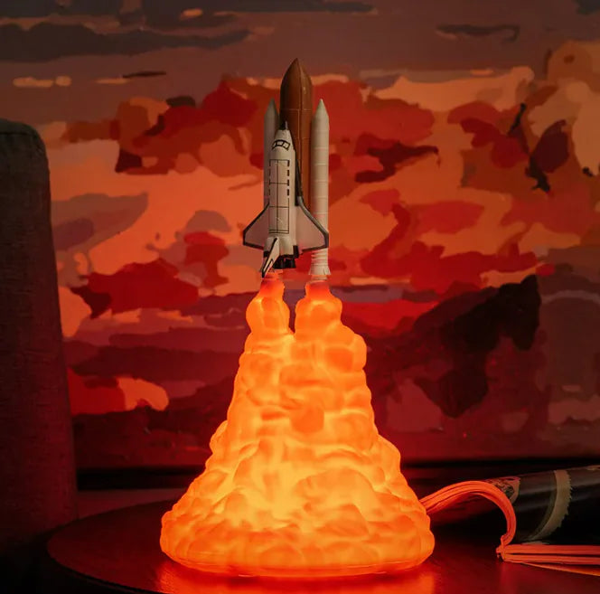 Rocket Night Lamp with Colorful LED Clouds