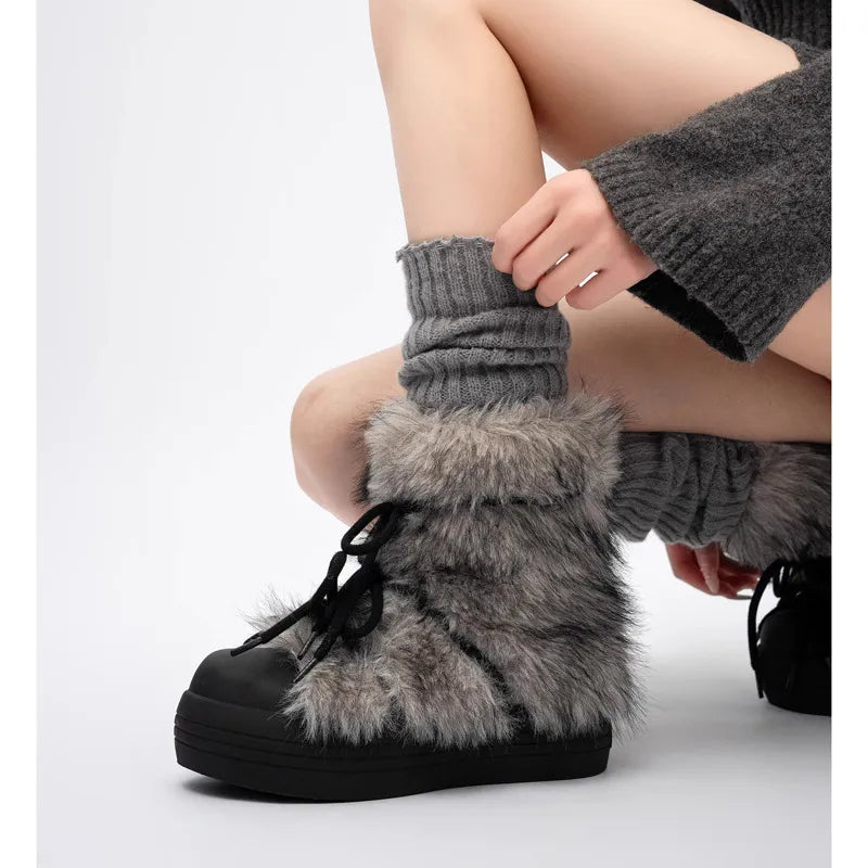 Thick Bottom Increased Fur Short Snow Boots