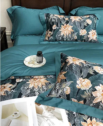 European Style Cotton Digital Printing Four-piece Set Silky And Delicate