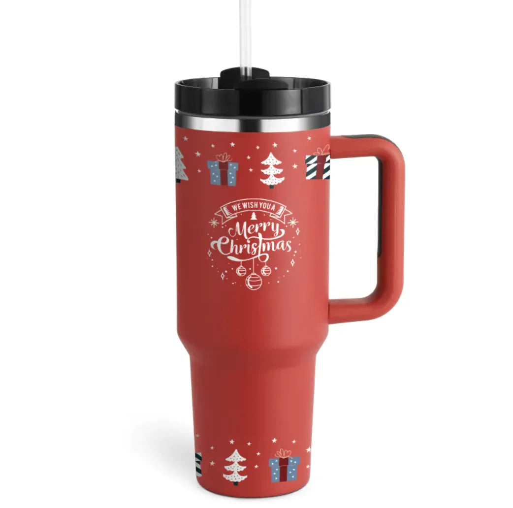 40oz Insulated Tumbler with Handle and Straw