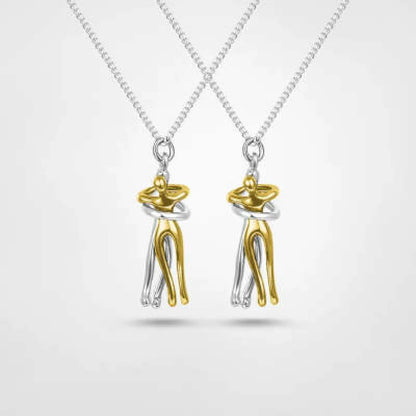 Couple Hugging Pendant Necklace for Women