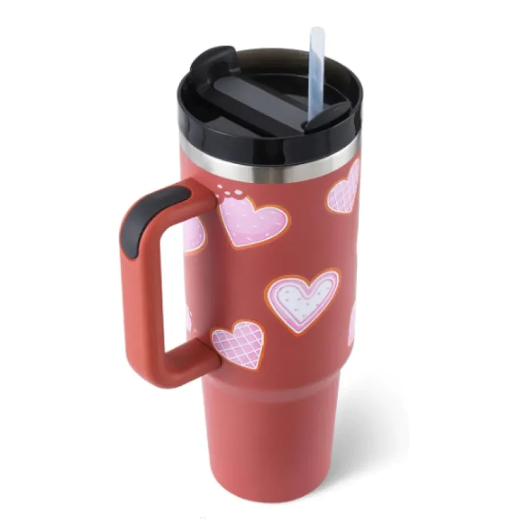 40oz Insulated Tumbler with Handle and Straw