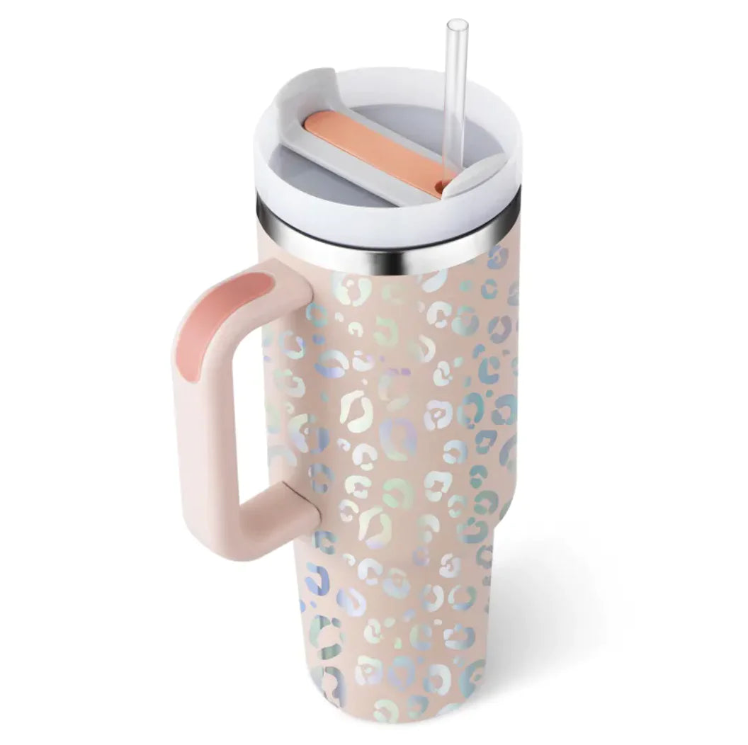 40oz Insulated Tumbler with Handle and Straw