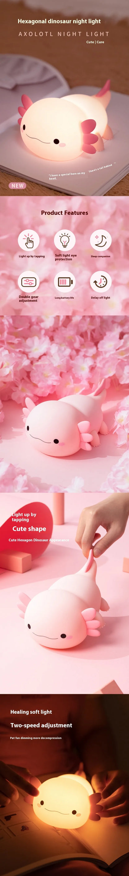 Cute Axolotl Night Lamp