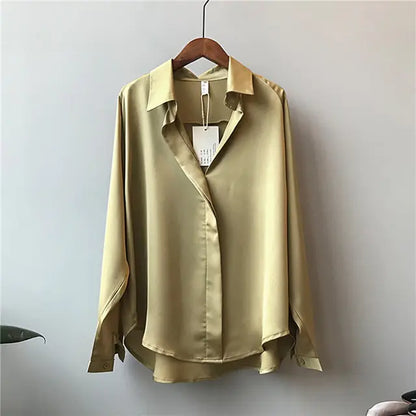 Chic V-Neck Silk Blouse